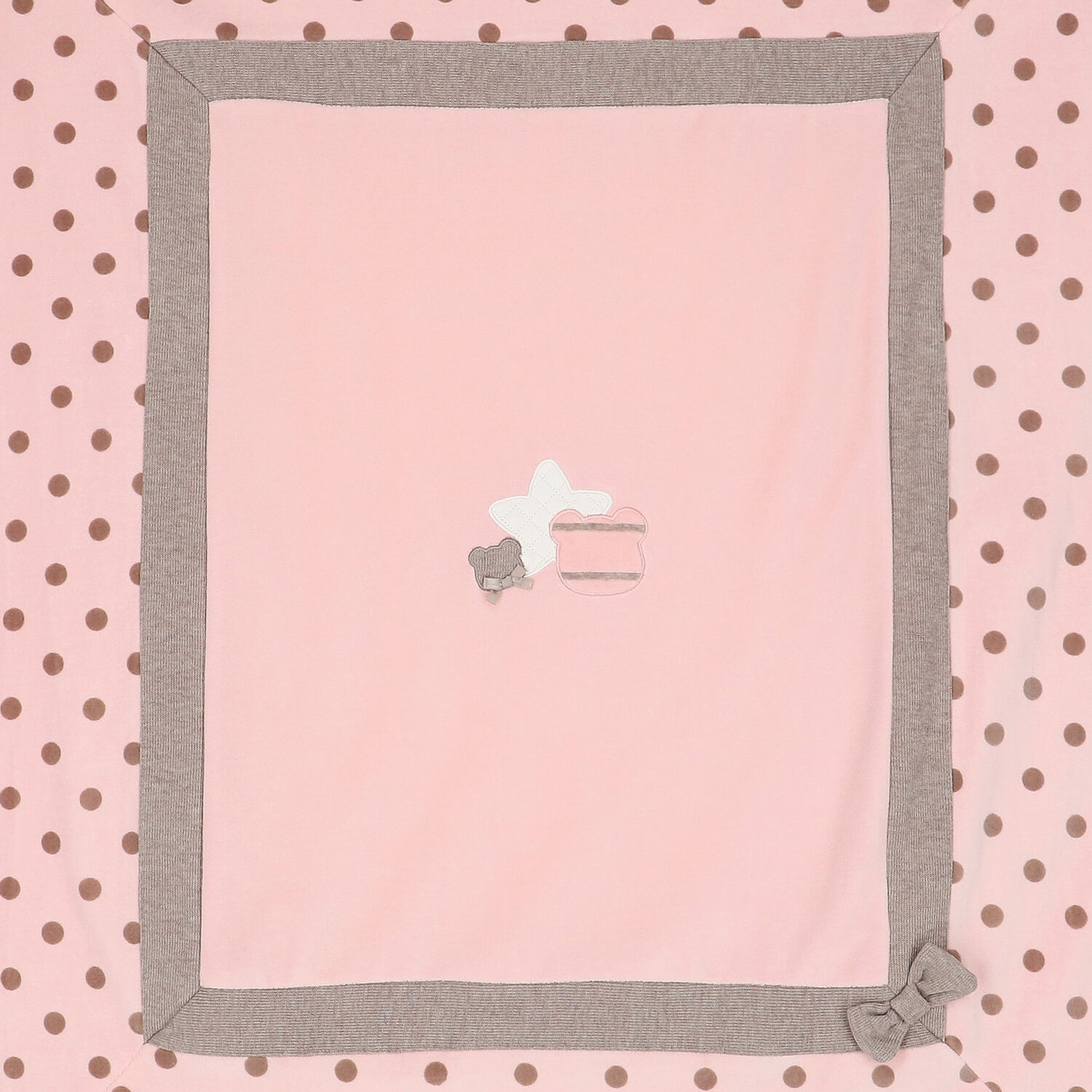 Baby Girls Pink Teddy Bear & Star Blanket, 1, hi-res